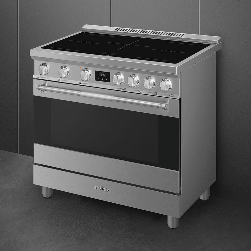Smeg 36-inch Freestanding Induction Range with True European Convection SPR36UIMX IMAGE 3