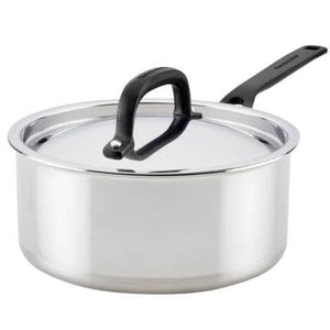 KitchenAid 5-Ply Clad Stainless Steel Saucepan with Lid, 3-Quart 30050 IMAGE 1