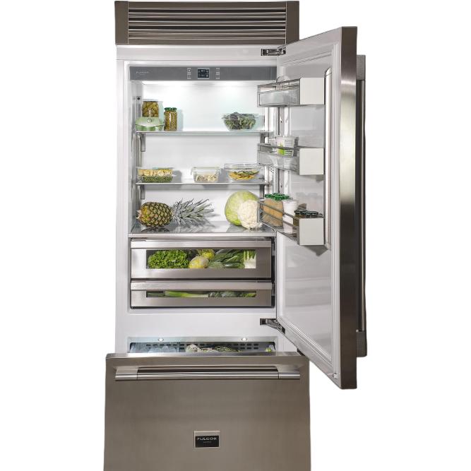 Fulgor Milano 36-inch, 18.5 cu. ft. Bottom Freezer Refrigerator with Ice Maker F7PBM36S2-R IMAGE 2