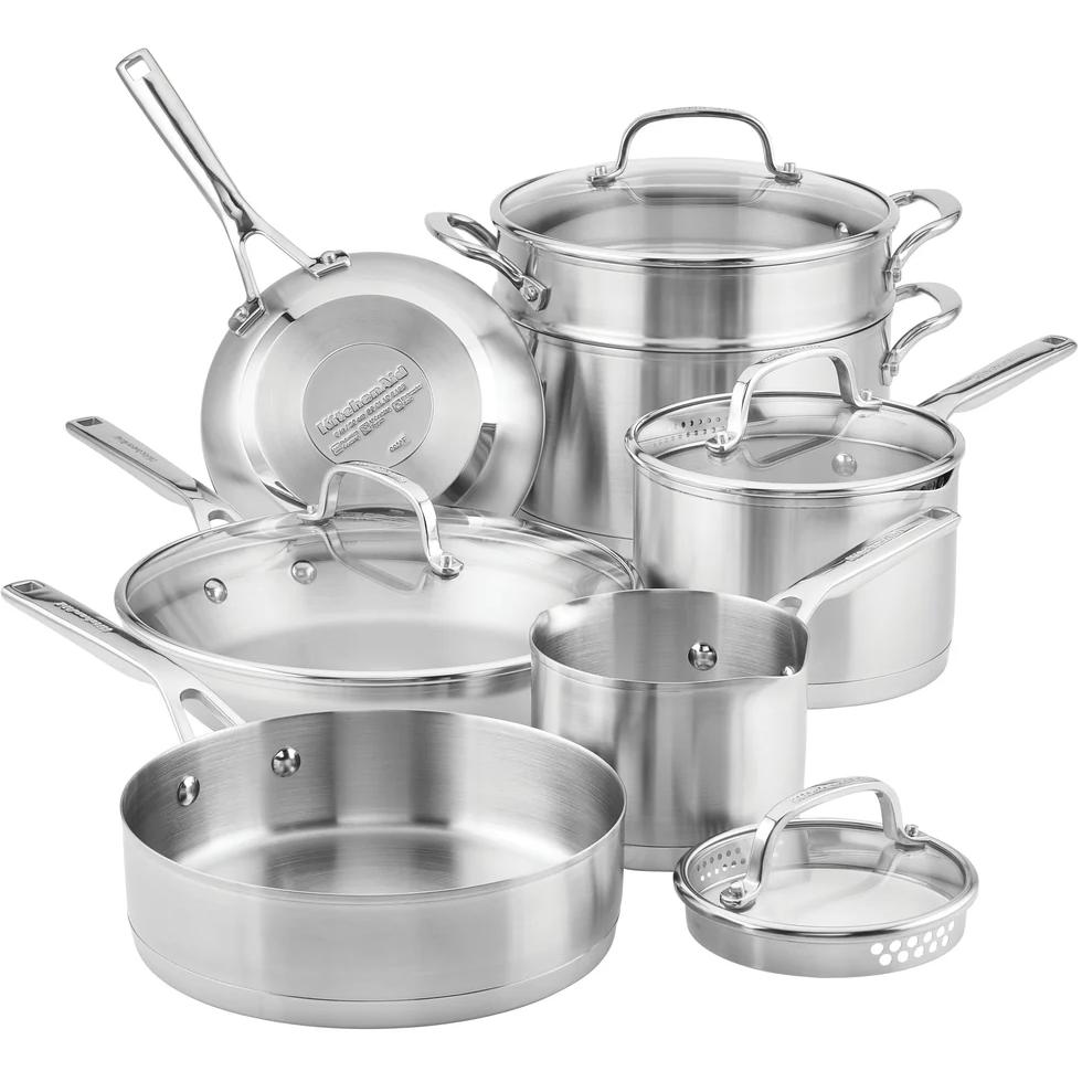 KitchenAid 3-Ply Base Stainless Steel Cookware Set, 11-Piece 71001-TF0
