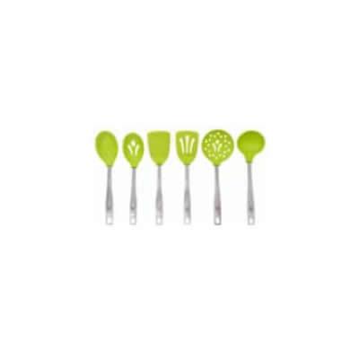 Sara Cucina Silicone Utensil - Green Slotted Spoon SA3312/BG IMAGE 1