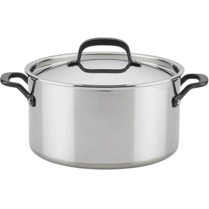 KitchenAid 5-Ply Clad Stainless Steel Stockpot with Lid, 8-Quart 30002 IMAGE 1