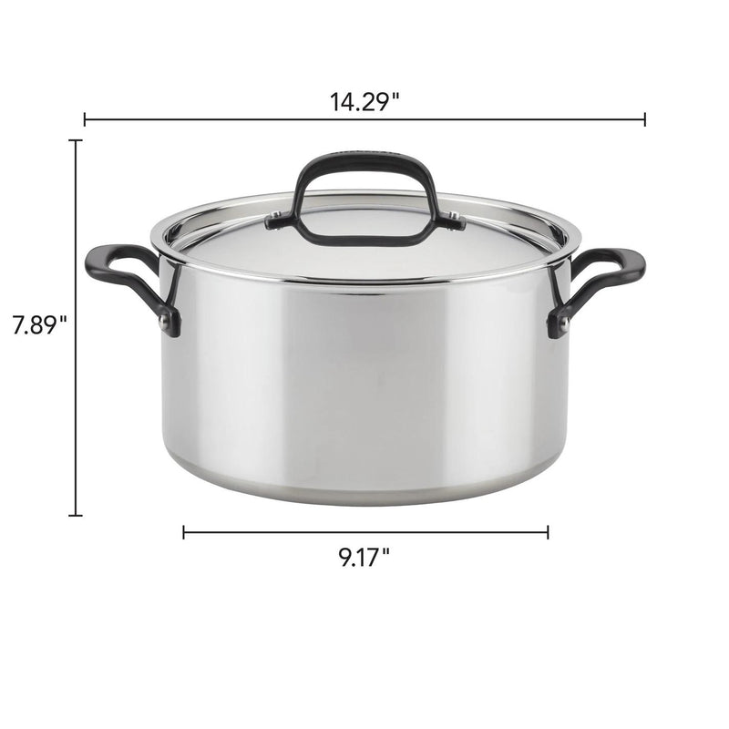 KitchenAid 5-Ply Clad Stainless Steel Stockpot with Lid, 8-Quart 30002 IMAGE 5