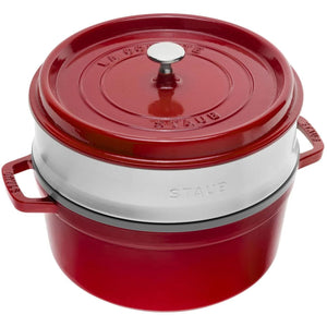 Staub 5.25L CAST IRON ROUND COCOTTE WITH STEAMER 1004352 IMAGE 1