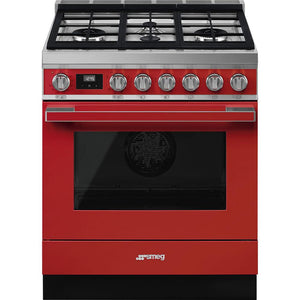 Smeg 30-inch Freestanding Dual-Fuel Range with True European Convection CPF30UGMR IMAGE 1