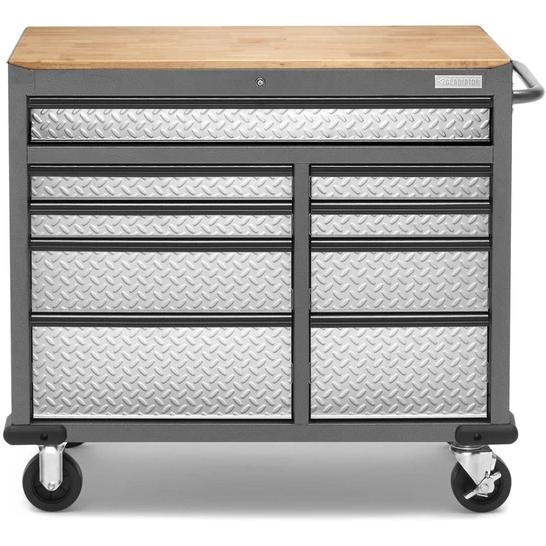 Gladiator Garageworks Premier 41-inch 9-drawer mobile tool workbench with solid wood top GAMT41HWJG IMAGE 6