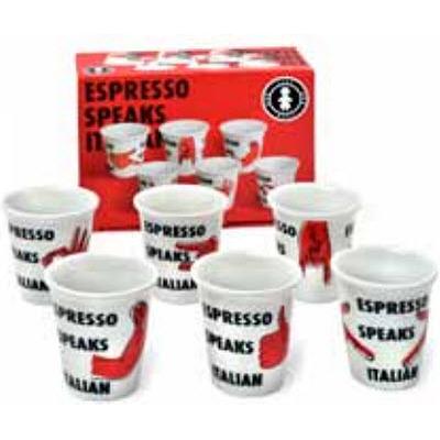 Sara Cucina 6-Piece 3oz Italian Speaks Espresso Cup Set R10538 IMAGE 1