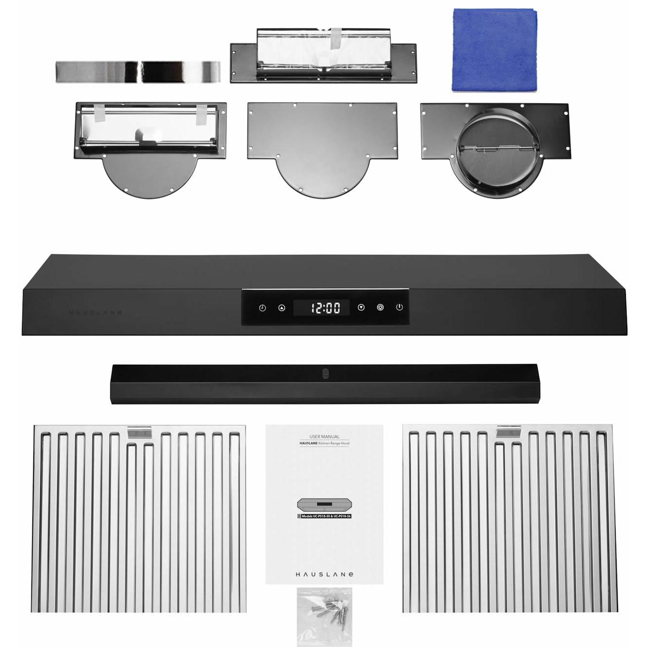 Hauslane 30-inch Chef Standard Range Hood UC-PS18BLK-30 IMAGE 3