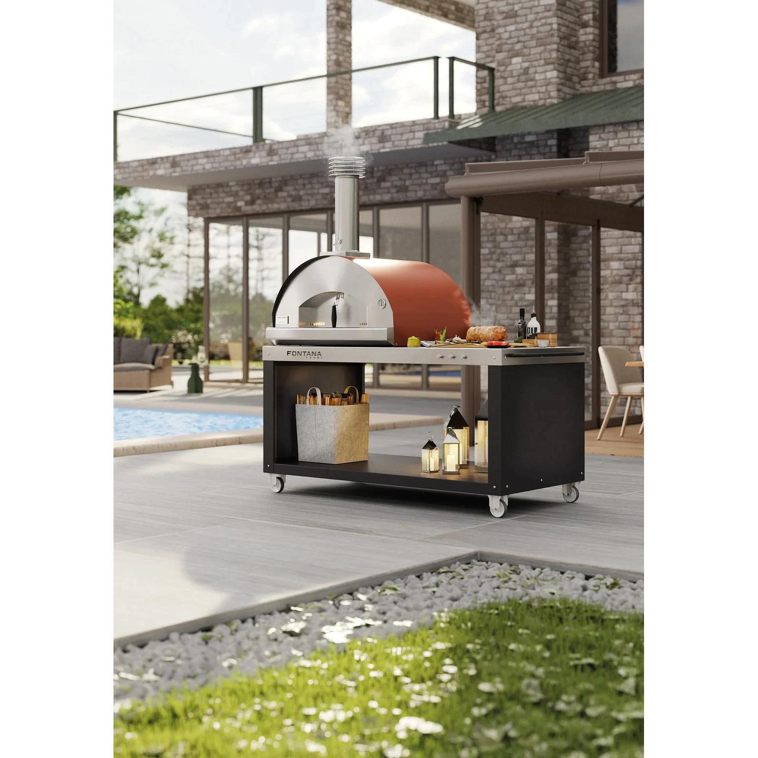 Fontana Forni Natural gas and Wood Firenze Countertop Outdoor Pizza Oven FTFIRHR IMAGE 2