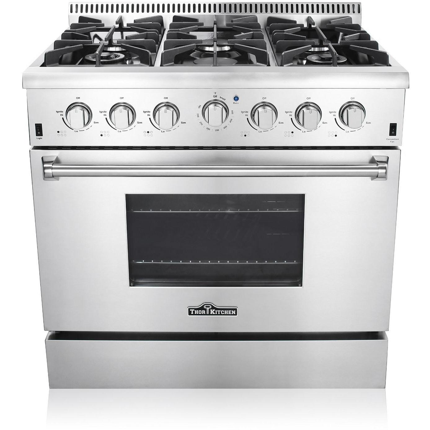 Thor Kitchen 36-inch Freestanding Dual-Fuel Range HRD3606USP IMAGE 1