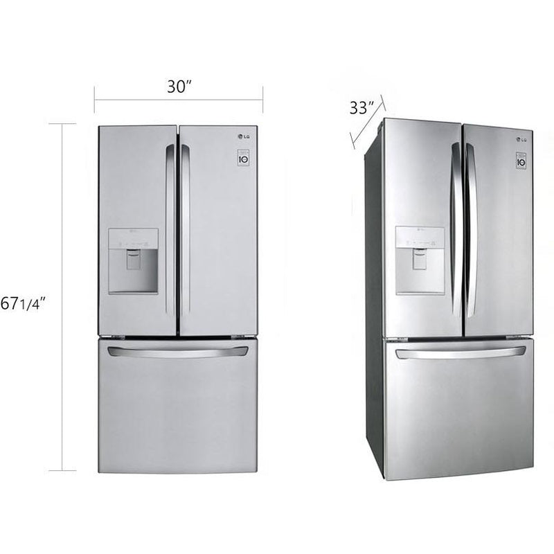 LG 30-inch, 21.8 cu.ft. Freestanding French 3-Door Refrigerator with External Water Dispensing System LRFWS2200SBSP IMAGE 16