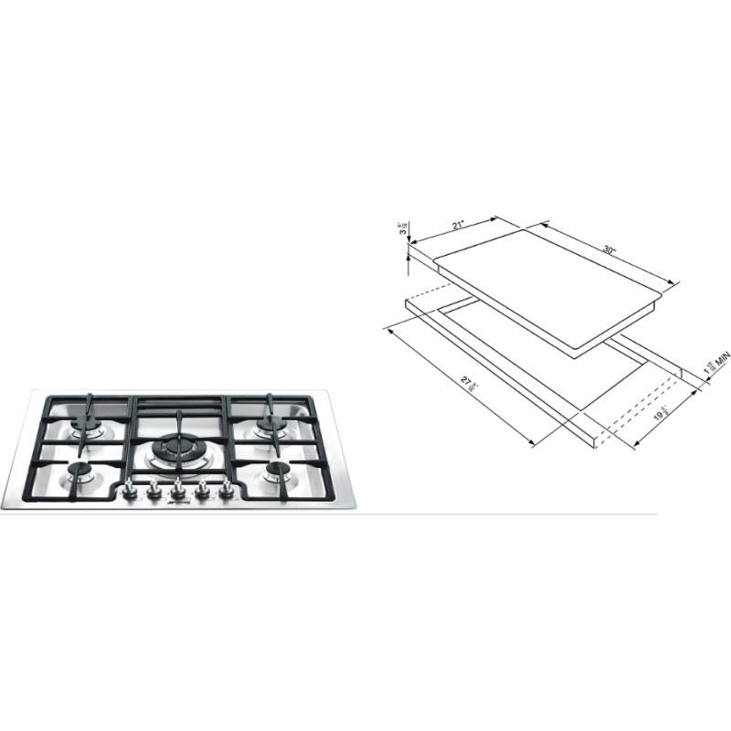 Smeg 30-inch Built-In Gas Cooktop PGFU30XSP IMAGE 2