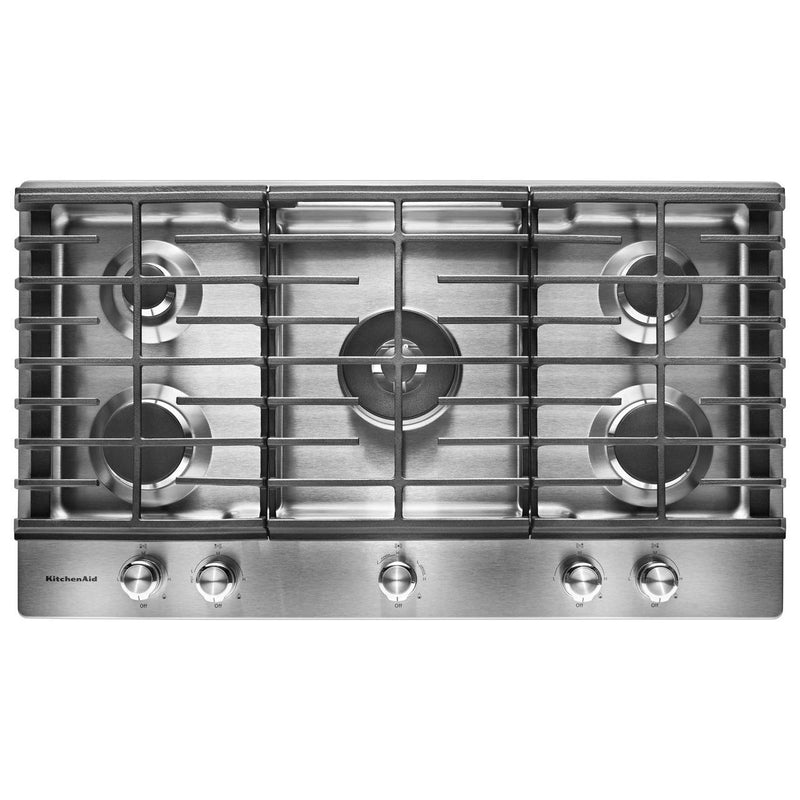 KitchenAid 36-inch Built-in Gas Cooktop with Even-Heat™ Burner KCGS556ESSSP IMAGE 2