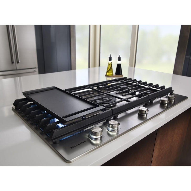 KitchenAid 36-inch Built-in Gas Cooktop with Griddle KCGS956ESSSP IMAGE 8