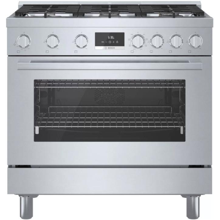 Bosch 36-inch Freestanding Dual Fuel Range with European Convection Technology HDS8655CSP IMAGE 1