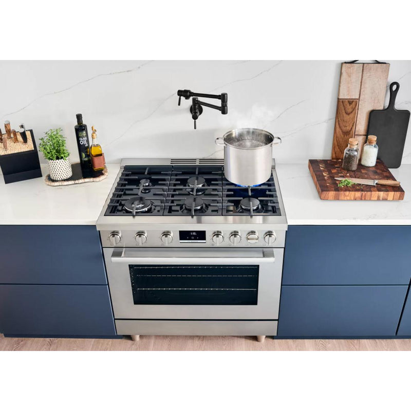 Bosch 36-inch Freestanding Dual Fuel Range with European Convection Technology HDS8655CSP IMAGE 3