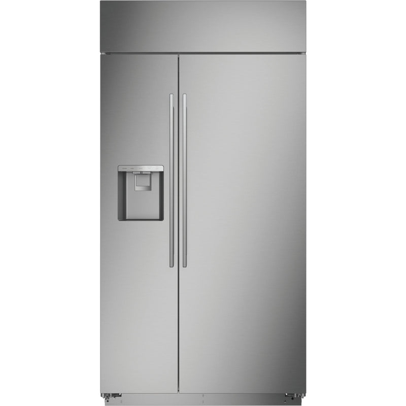 Monogram 42-inch, 24.6 cu.ft. Built-in Side-by-Side Refrigerator with External Water and Ice Dispenser ZISS420DNSSSP IMAGE 2