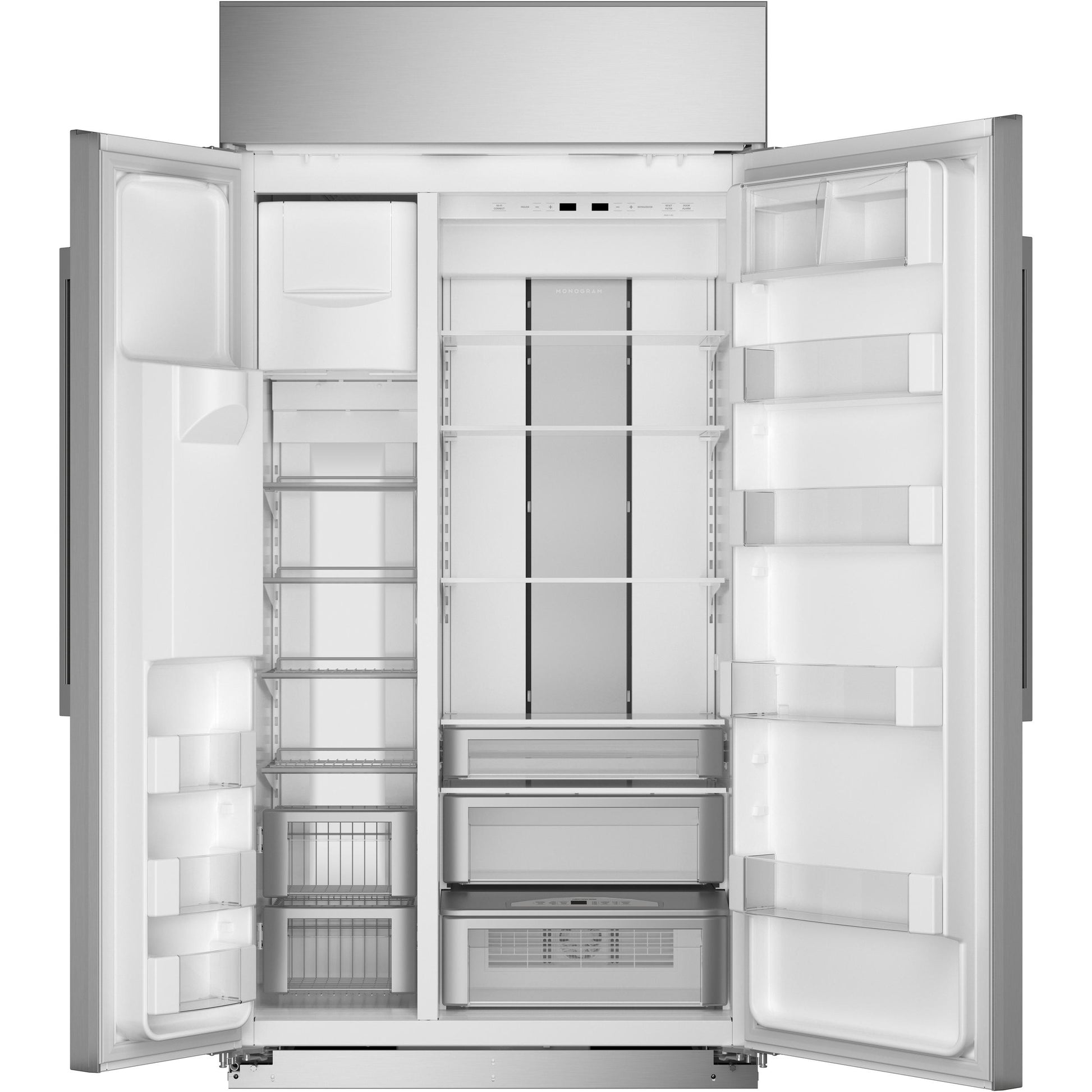 Monogram 42-inch, 24.6 cu.ft. Built-in Side-by-Side Refrigerator with External Water and Ice Dispenser ZISS420DNSSBF IMAGE 4
