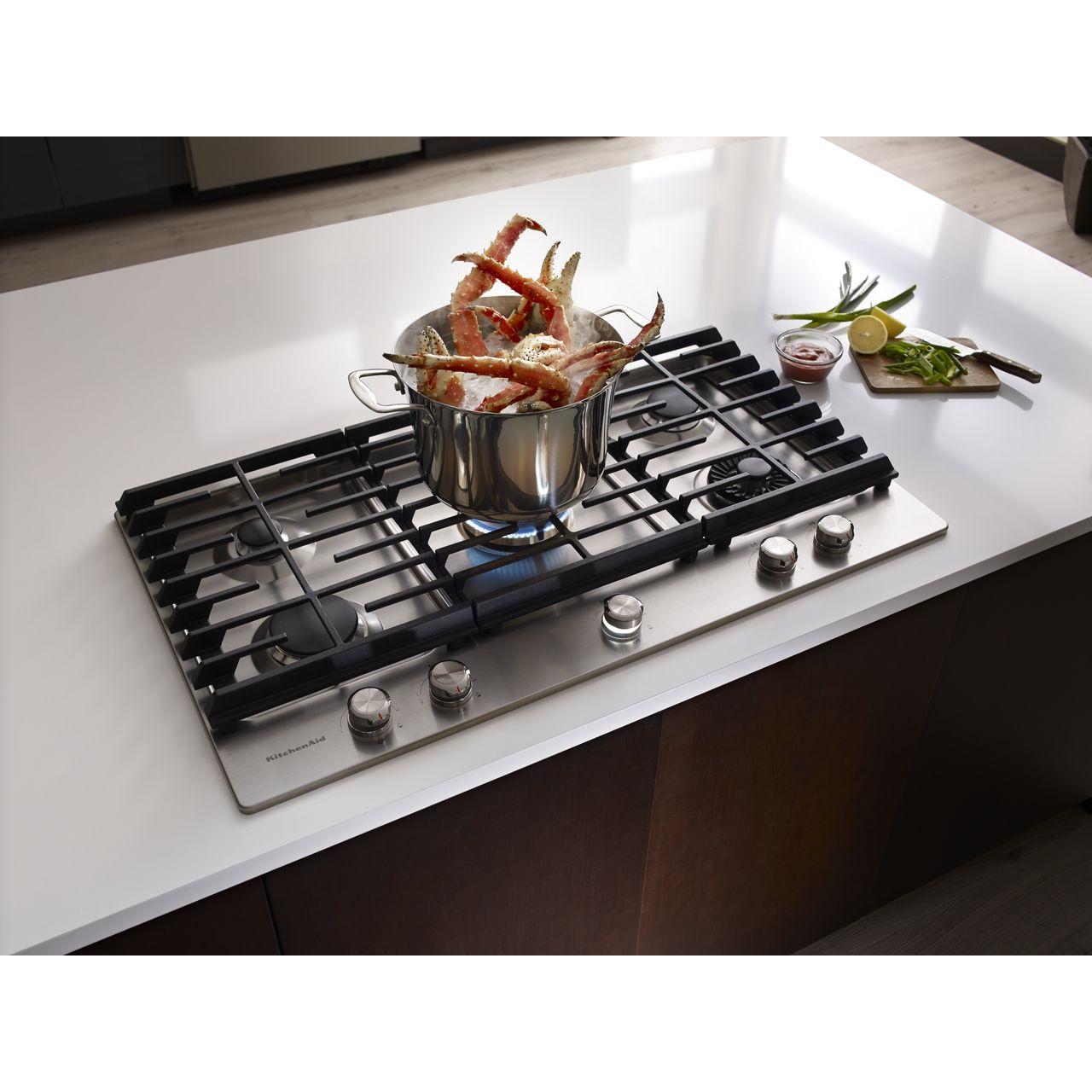 KitchenAid 36-inch Built-in Gas Cooktop with Griddle KCGS956ESSBF IMAGE 10