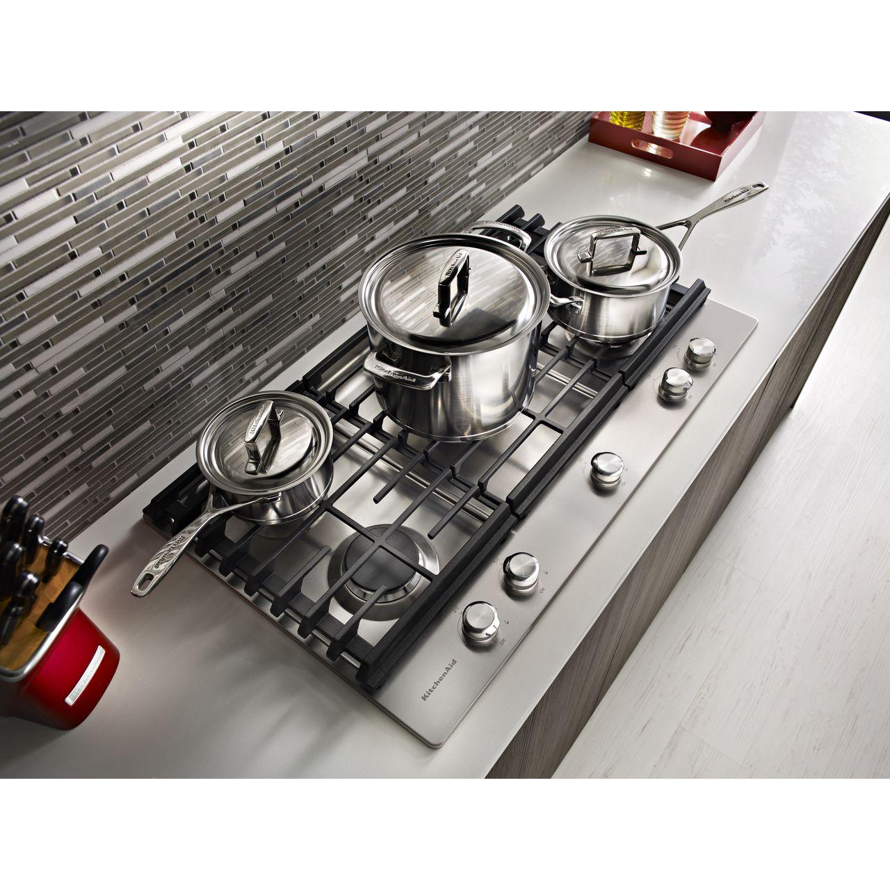 KitchenAid 36-inch Built-in Gas Cooktop with Griddle KCGS956ESSBF IMAGE 11