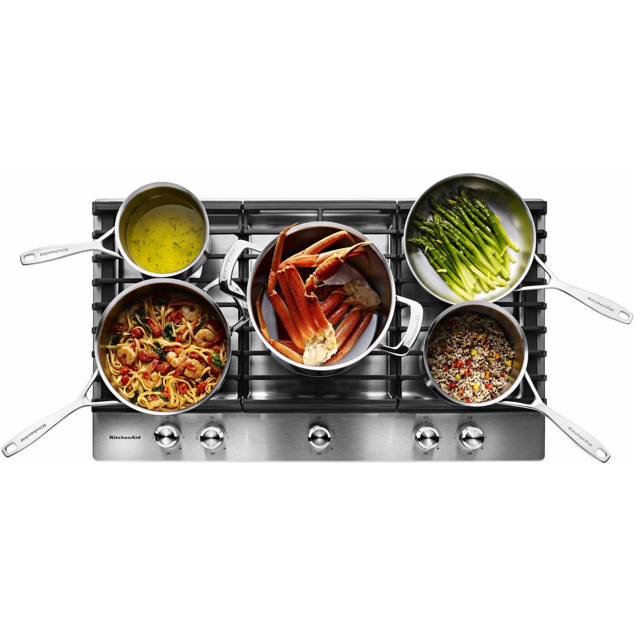 KitchenAid 36-inch Built-in Gas Cooktop with Griddle KCGS956ESSBF IMAGE 4