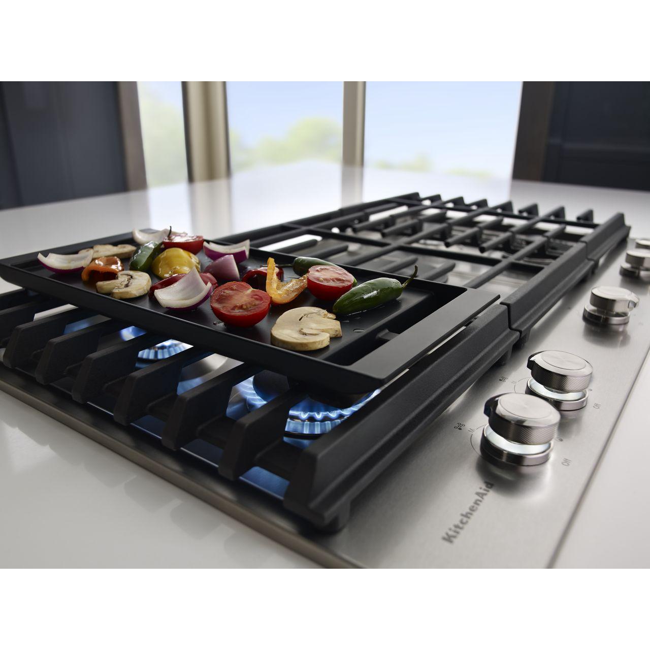 KitchenAid 36-inch Built-in Gas Cooktop with Griddle KCGS956ESSBF IMAGE 9