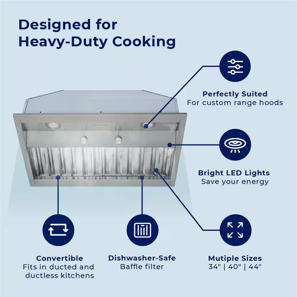 Hauslane 42-inch Chef Custom Insert Convertible Range Hood IN-R200SS-42 IMAGE 8