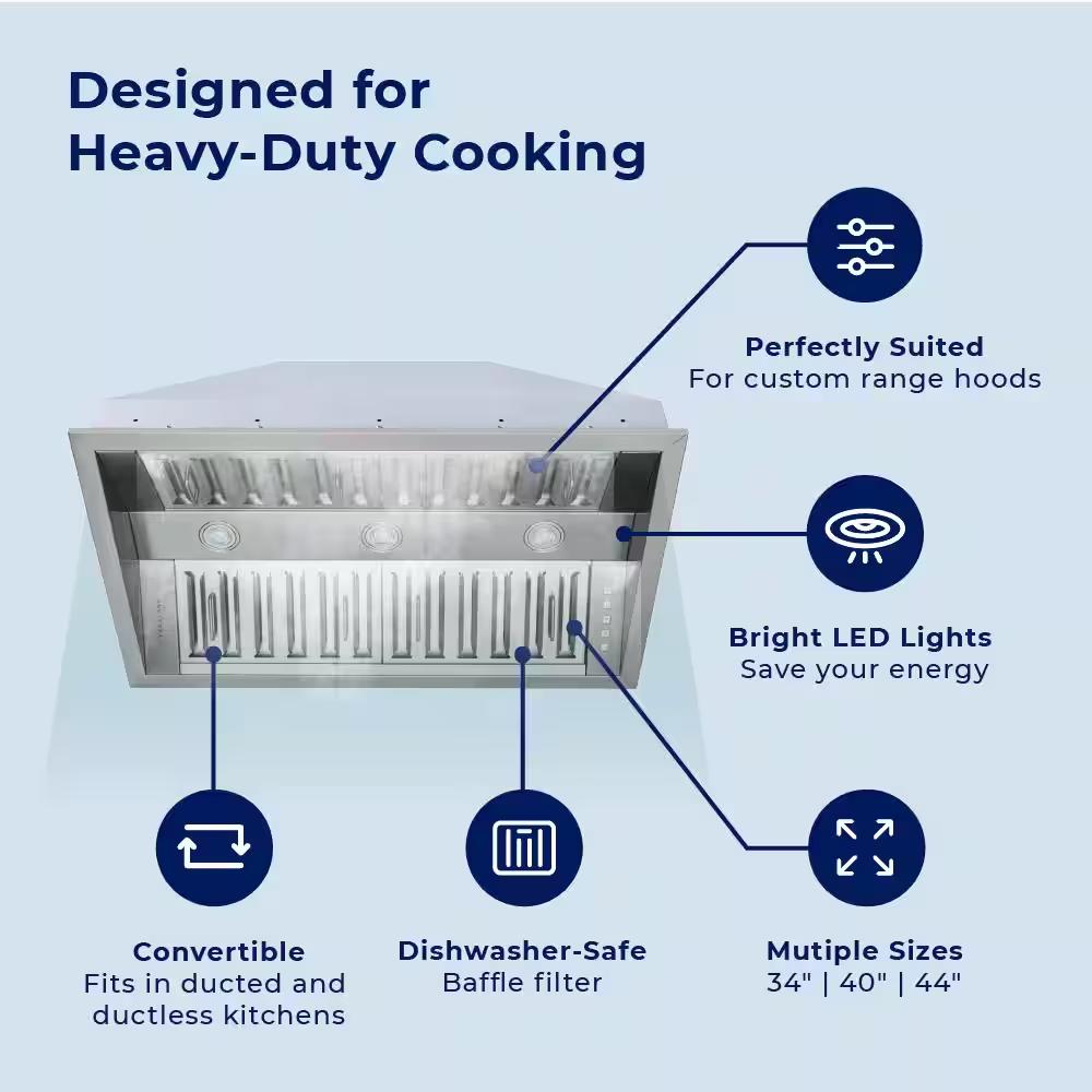 Hauslane 34-inch Chef Custom Insert Convertible Range Hood IN-R300SS-34 IMAGE 9