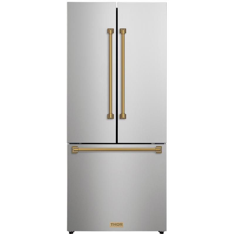 Thor Kitchen 30-inch, 17.7 cu. ft. Counter-Depth French 3-Door Refrigerator with Ice Maker RF3017FFD99-BRZ IMAGE 1
