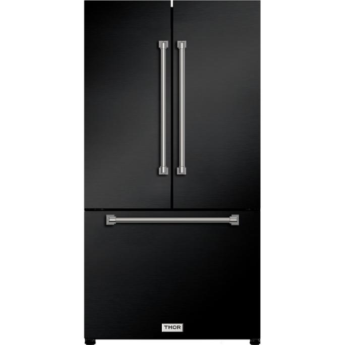 Thor Kitchen 36-inch, 20.3 cu. ft. Counter-Depth French 3-Door Refrigerator with Ice Maker RF3621CTD00-SS IMAGE 1