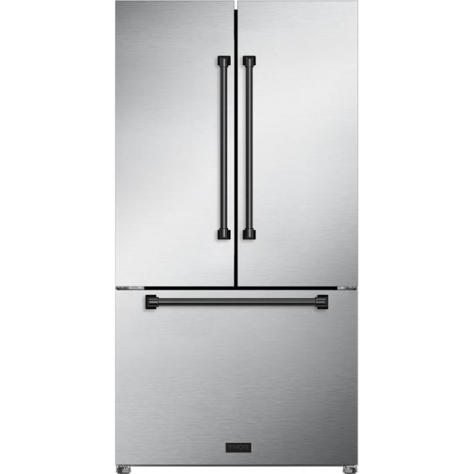 Thor Kitchen 36-inch, 20.3 cu. ft. Counter-Depth French 3-Door Refrigerator with Ice Maker RF3621CTD99-BLK IMAGE 1