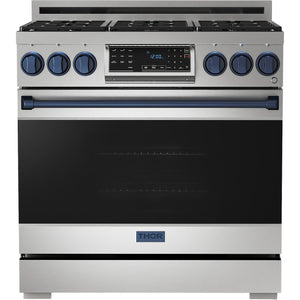 Thor Kitchen 36-inch Freestanding Gas Range with Tilt Panel RSG36-BLU IMAGE 1