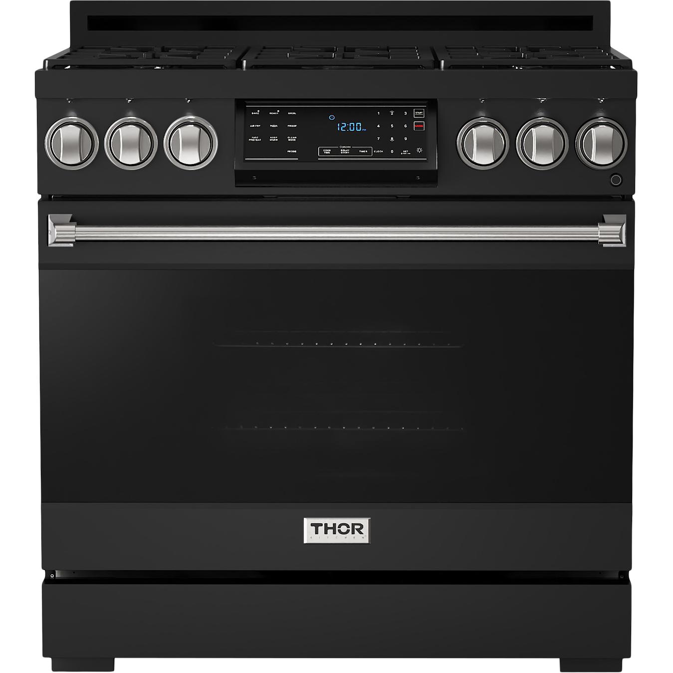 Thor Kitchen 36-inch Freestanding Gas Range with Tilt Panel RSG36B-SS IMAGE 1