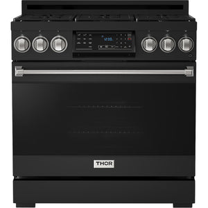 Thor Kitchen 36-inch Freestanding Gas Range with Tilt Panel RSG36B-SS IMAGE 1