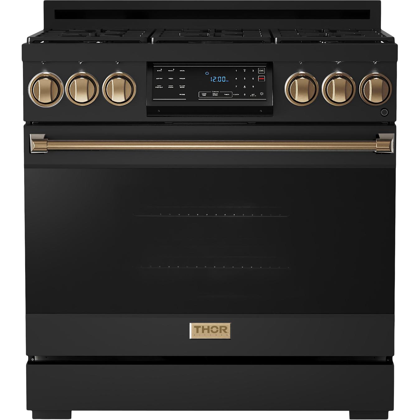 Thor Kitchen 36-inch Freestanding Gas Range with Tilt Panel RSG36B-BRZ IMAGE 1