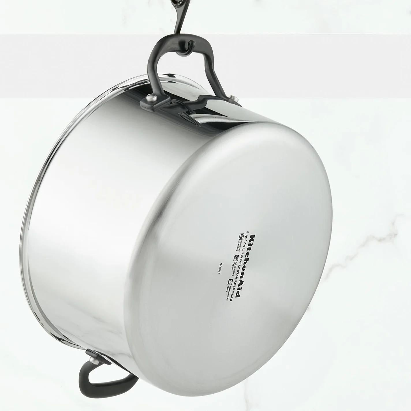 KitchenAid 5-Ply Clad Stainless Steel Stockpot with Lid, 8-Quart 30002-TF05 IMAGE 2