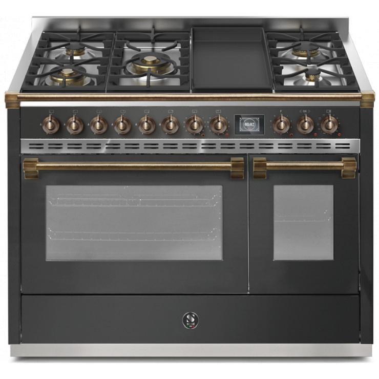 Steel Ascot 120 Dual-Fuel Range with 5 Burners and Griddle AQY12SF-4TM-AN-B IMAGE 1