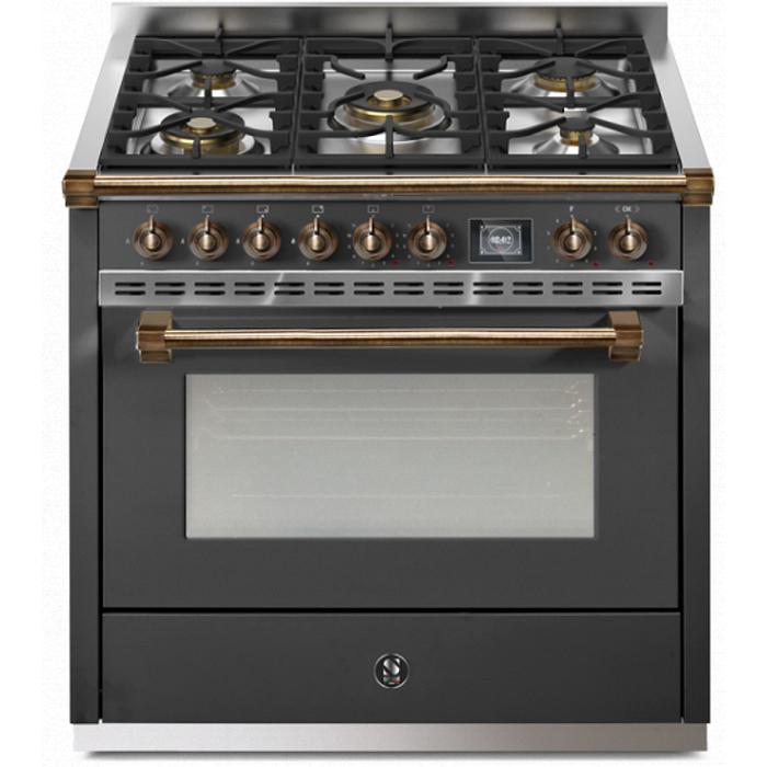 Steel Ascot 90 Dual-Fuel Range with 5 Burners AQ9S-4M-AN-B IMAGE 1