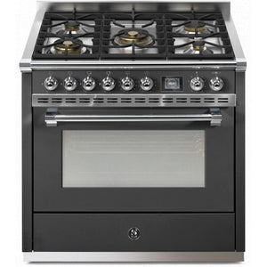 Steel Ascot 90 Dual-Fuel Range with 5 Burners AQ9S-4M-AN-C IMAGE 1