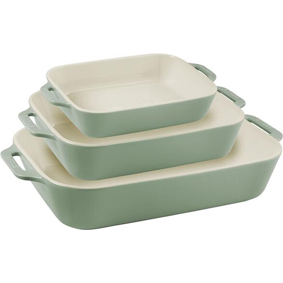 Staub 3-Piece Rectangular Baking Dish Set Eucalyptus 1022771 IMAGE 1