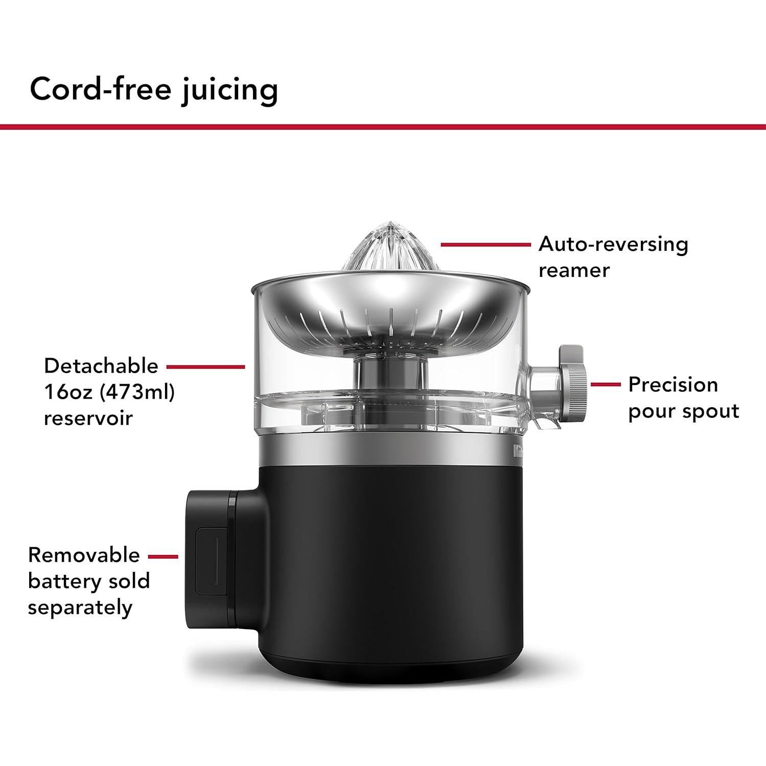 KitchenAid Go™ Cordless Citrus Juicer KCJR160BM IMAGE 2