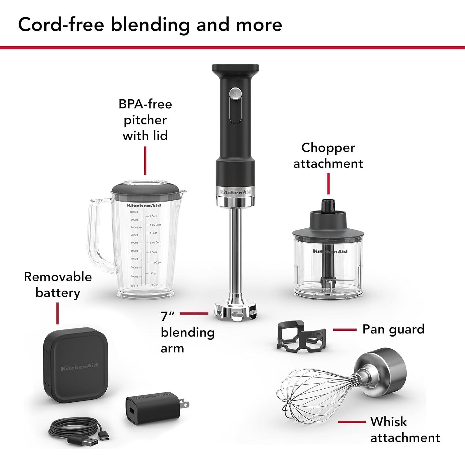 KitchenAid Go™ Cordless Hand Blender with Accessories KHBRV75BM IMAGE 2