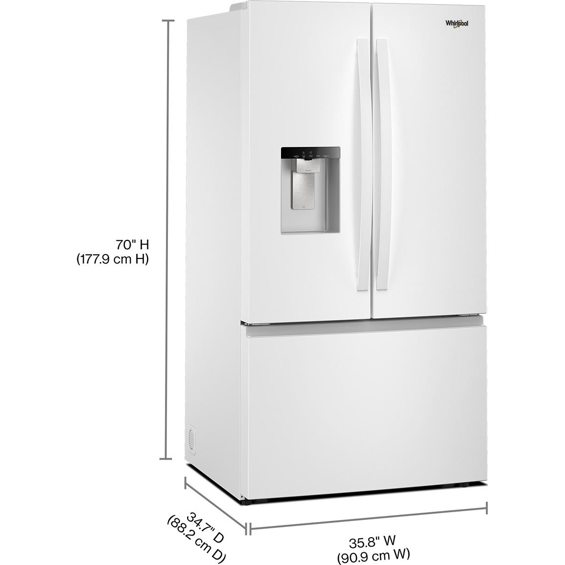 Whirlpool 36-inch, 30 cu. ft. Freestanding French 3-Door Refrigerator with External Water and Ice Dispensing System WRFF3536SW IMAGE 7