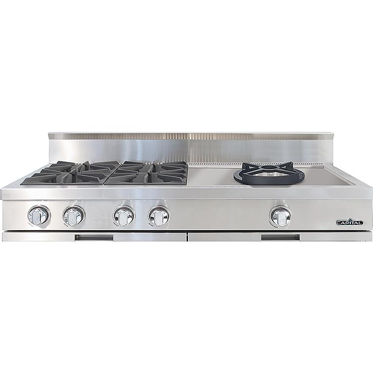 Capital 48-inch Built-in rangetop with 4 Burners and Power Wok CGRT484CW-N IMAGE 1