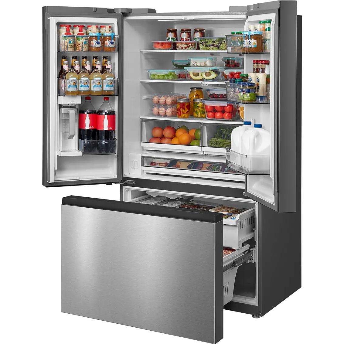 Midea 36-inch, 26.5 cu. ft. Counter-Depth French 3-Door Refrigerator with AutoFill Pitcher and Dual Ice Maker MRF27I6BST IMAGE 6