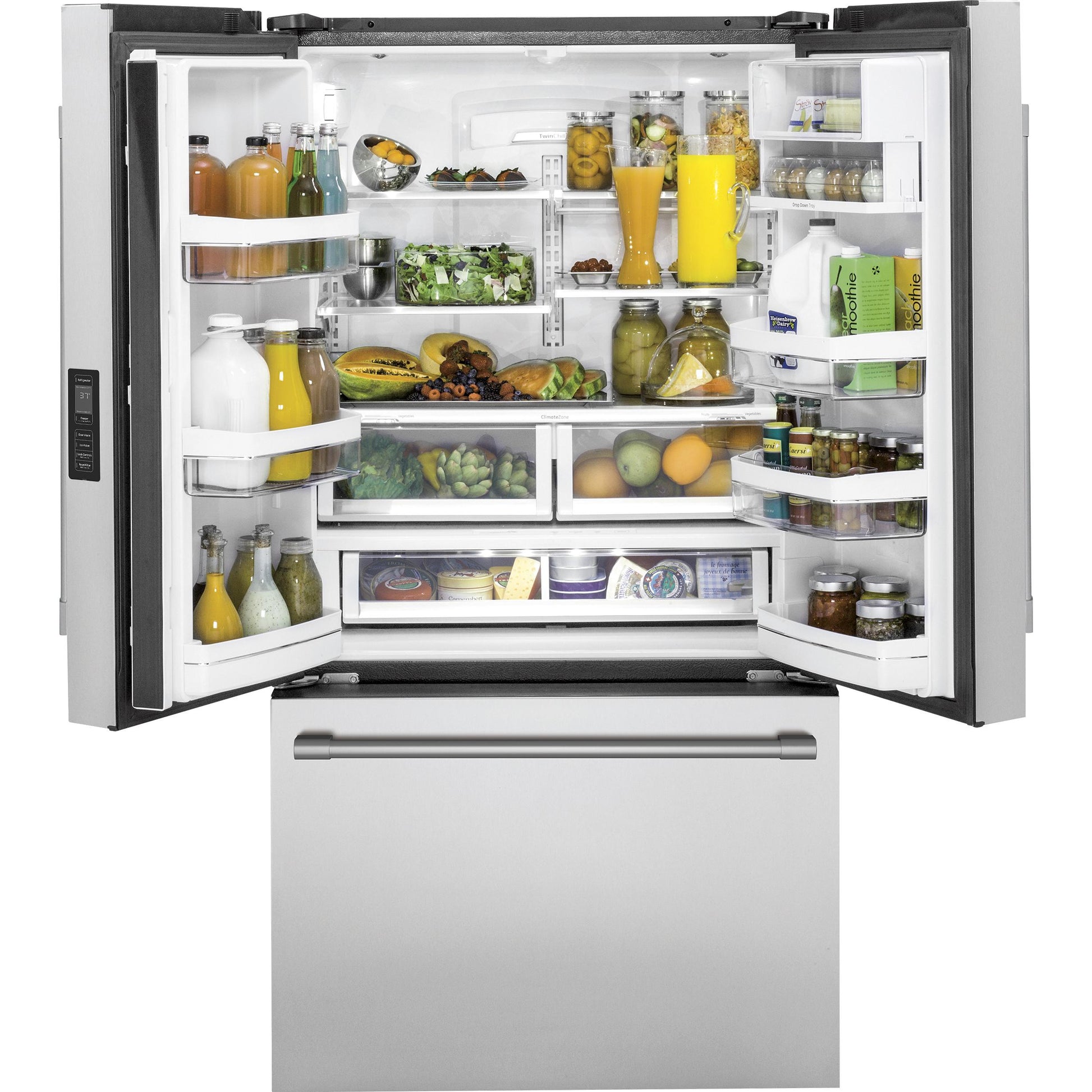 Monogram 36-inch, 23.1 cu. ft. Counter-Depth French 3-Door Refrigerator with Wi-Fi ZWE23NSYSS IMAGE 2