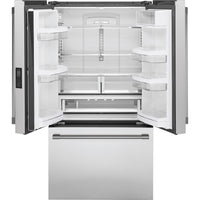 Monogram 36-inch, 23.1 cu. ft. Counter-Depth French 3-Door Refrigerator with Wi-Fi ZWE23NSYSS IMAGE 3