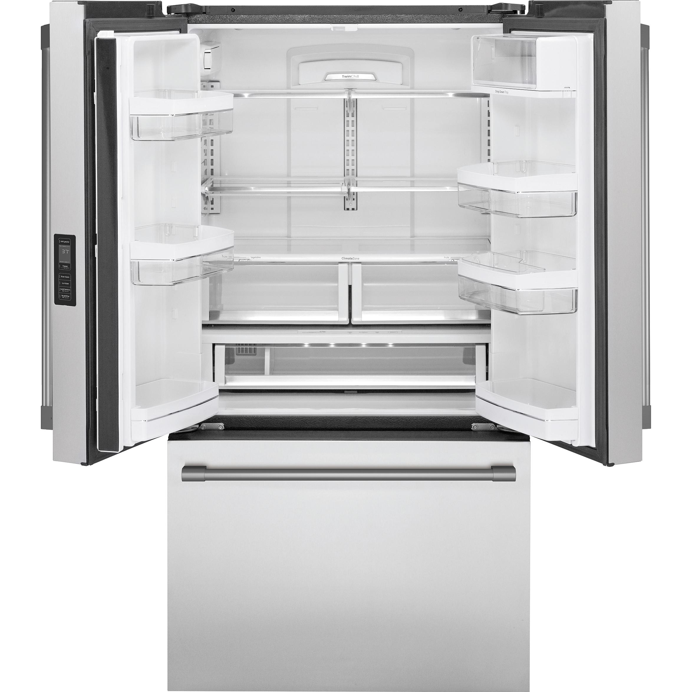 Monogram 36-inch, 23.1 cu. ft. Counter-Depth French 3-Door Refrigerator with Wi-Fi ZWE23NSYSS IMAGE 3