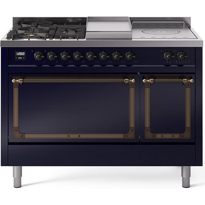 iLVE 48-inch Freestanding Dual Fuel Range with Griddle and French Top and Solid Doors UN48FSQNMPMBBLP IMAGE 1