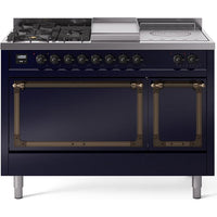 iLVE 48-inch Freestanding Dual Fuel Range with Griddle and French Top and Solid Doors UN48FSQNMPMBBLP IMAGE 1
